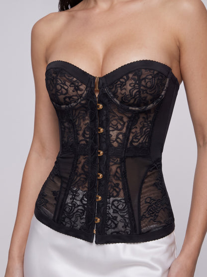 "PASSION" Black Corset Top - Lace-Up Front Strapless Corset, also White & Beige