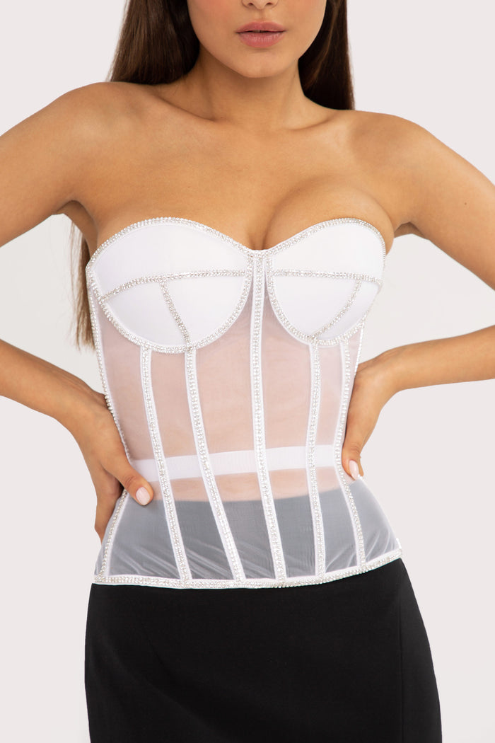 "GLORY" CORSET Corset Top - Waist Trainer for Prom & Bridal - White