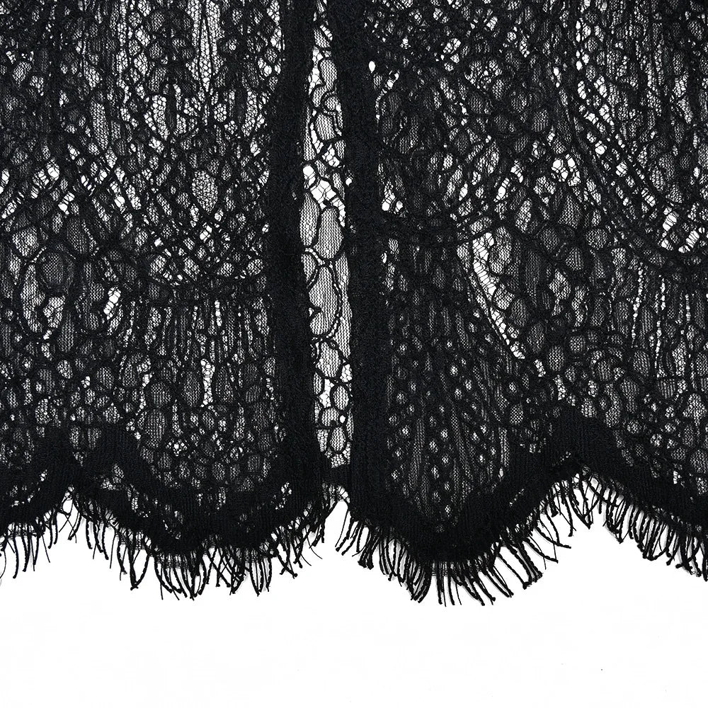 JULISSA MO Patchwork Sexy Strapless Sheer Lace Women Dress Turtleneck Hollow Out Two Piece Sets Slim Elegant Party Evening Dress - Two Piece Set for Prom & Wedding