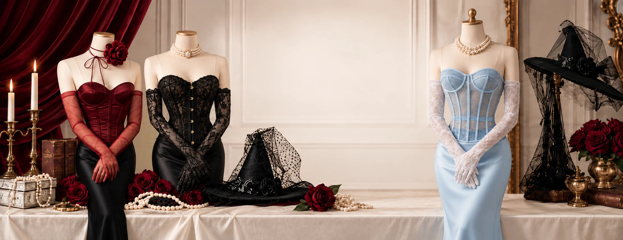 Vampire Bride, Classic Witch and Fairytale Princess Halloween looks from Elizaveta Corsets
